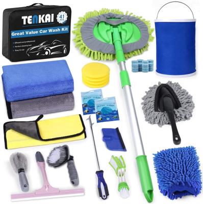 China Car Cleaner Detailing Portable Car Wash Set with Mop Hub Sweep Car Wash Kit Car Wash Cleaning Kit Detailing Cleaning Towel for sale