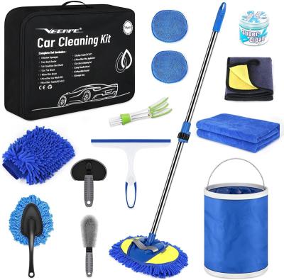 China Water Flow Cleaning Detailing Glove Rim Tire Brush Kit Squeegee Wheel Car Care Remover Car Wash By Brush Car Wash Kit for sale