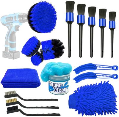 China Interior and Exterior Brush Kit Car Detailing Brush Set Car Cleaner Tool Kit 17 Pcs Trimming Cleaning Car Detailing Brush Set for sale