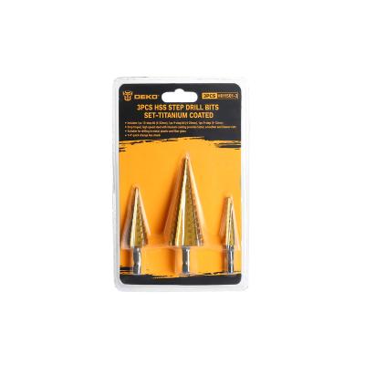 China DEKO H011501-3 3PCS Hss Steo Drill Bit Set-Titanium Coated Drop Forged High Speed ​​Steel with Titanium Coating Provides a Faster H011501-3 for sale