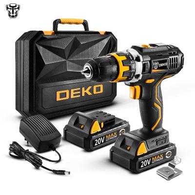 China DEKO GCD20DU2 SET4 20V Cordless Electric Screwdriver Drill 1/2-Inch 2-Speed ​​Li-Ion Battery DC Max 35mm DC Overall Power Drill 1/2