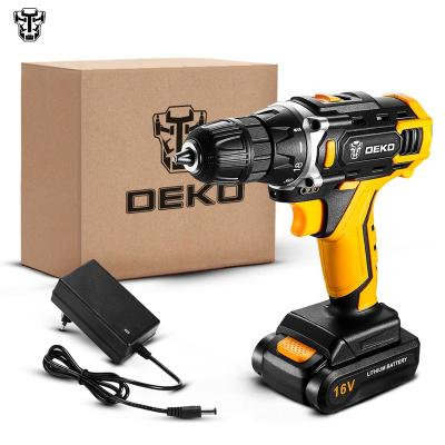 China Cordless Screwdriver Mini Lithium-Ion Battery Drill Keyless Chuck Power Driver Push Button DEKO DKCD16FU SET1 16V 32N.m for sale