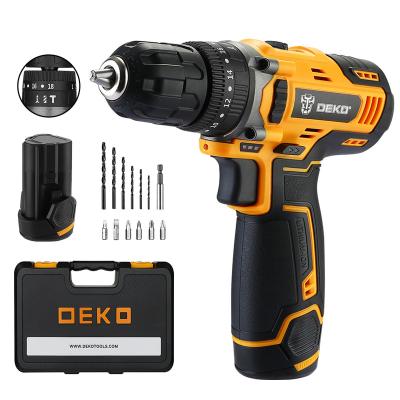 China DEKO DKCD12ID01-10S3 Impact Drill 12v Drills And Impact Driver Battery Cordless Cordless Power Drill 18+3 0-1350rpm DKCD12ID01-10S3 for sale