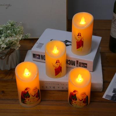 China Religious Birthdays LED Candle Velas Light Oblique Swinging Wick Private Label Catholic Candles for sale