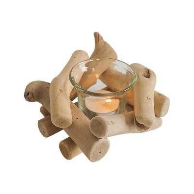 China Home Decoration Retro Candle Holder Wooden Furniture Decoration Table Decoration for sale