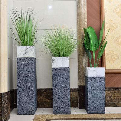 China Wholesale New Modern Fashion Garden Fiberglass Square Garden Pots Flower Tall Planter Vase for sale