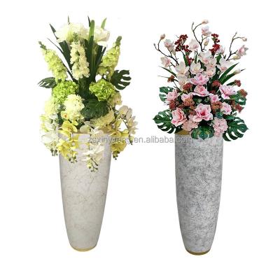 China Large Household Fiberglass Flower Vases For Floor Home Decorative Resin Pots Indoor Tall Flower Pots And Planters for sale