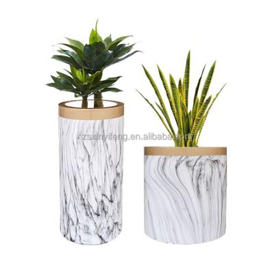 China Hot Selling Good Quality Garden Decorative Vase Cheap Flower Pots Marble Bulk Planters Pots for sale