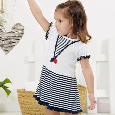 China Anti-wrinkle custom baby 6month short sleeve knitted cotton dress kids baby clothes girls summer dresses kids for sale