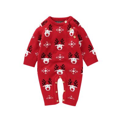 China Daily Wear OEM Christmas Clothes 2020 Red Baby Clothing Elks Cartoon Long Sleeve Rompers for sale