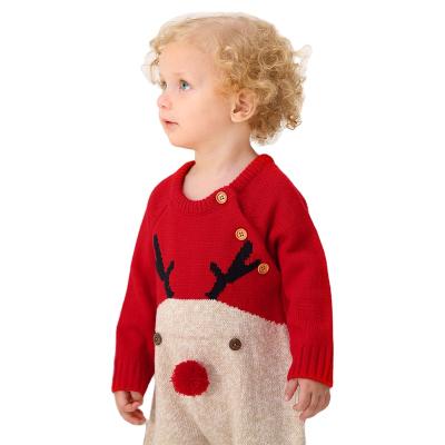 China 2019 Hot Sale 100% Acrylic Toddler Jumpsuit Clothes Lovely Christmas Deer Unisex Newborn Baby Knitted Soft Romper for sale