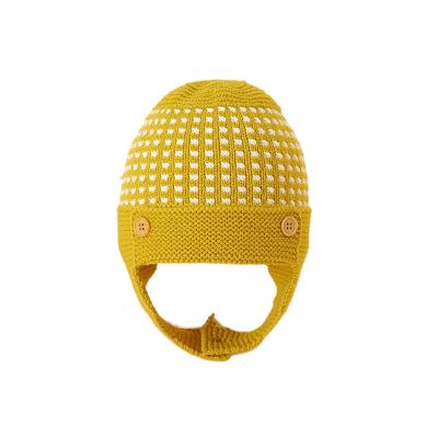 China Verified 2020 OEM Low Winter Baby Boy Girls Fit Earflaps Hats Knitted Plaid Hat for sale