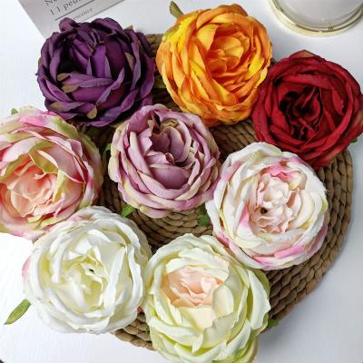 China Low Moq 10cm Peony Flower Head Artificial Flower Wall Decoration DIY Durable Silk Flower Head for sale