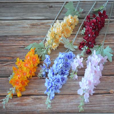 China Always Hot Selling Lasting Flocking 2 Forks Silk Delphinium Flowers Wedding Stage Flowers Fake Hyacinth Flowers for sale