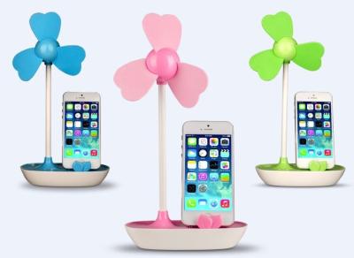 China Mini phone holder USB clover fan for sale