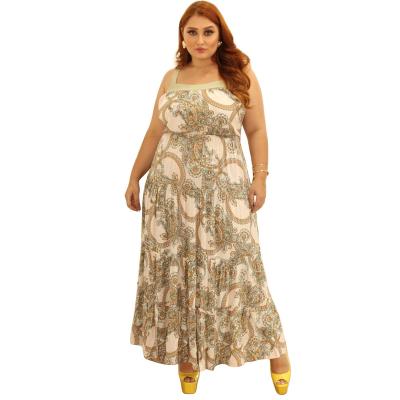 China 2021 Summer New Style Sling Viable Print Plus Size Fashion Casual Dress for sale