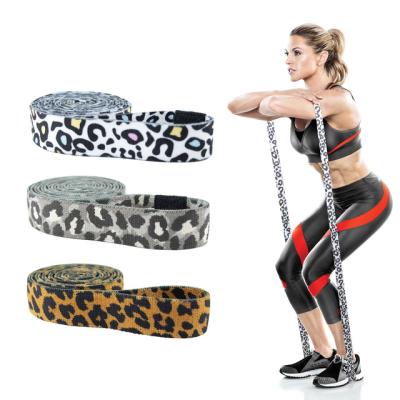 China High Quality Leopard Pattern Fabric Non Slip Gym Fitness Adjustable Flat Resistance Bands for sale