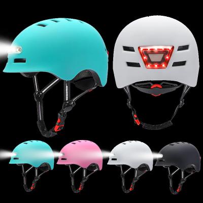 China Fitness Sports Portable Electric Scooter Half Face Helmet Motorcycle Riding Warning Lights Cycling Bicycle Bullet Proof Helmet for sale