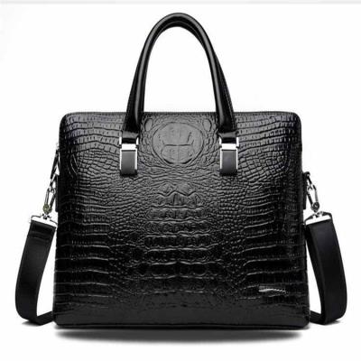 China Waterproof Men's Prominent Artificial Crocodile Bag Business Laptop Handbag Best Selling Laptop Briefcase Leather Briefcase for sale