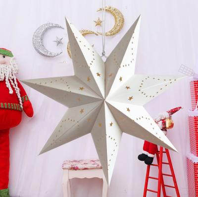 China Europe 45cm Hollow Lampshade Colorful Paper Lanterns Hanging Star Christmas Decoration Supplies for sale