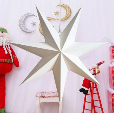 China Europe Wholesale 45cm Seven Pointed Christmas White Paper Star Lanterns Shade for sale