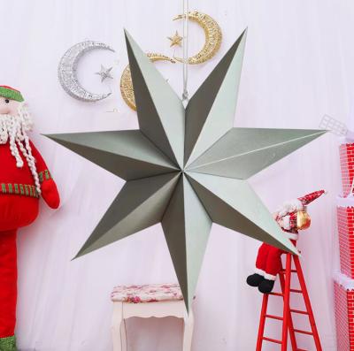 China Hot Sales Paper Seven-pointed Star Ornaments Hanging Stars Lampshade Christmas Paper Star Pendant Lanterns for sale