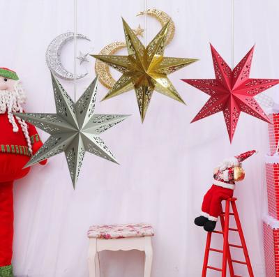 China Handmade Simple Hollow-Cut Paper Star Paper Lanterns Hanging Decoration Light for Christmas Decoration Ornament for sale