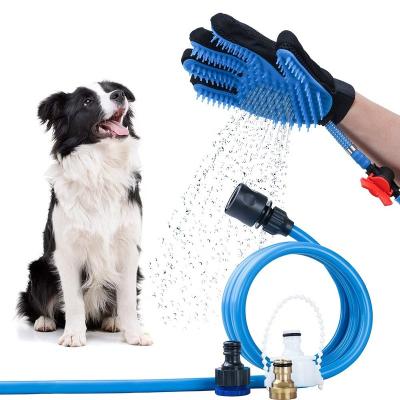 China Sustainable Water Jet Dog Shower Bath Brush With Silicone Massage Five-finger Gloves for sale