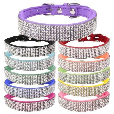 China New Style PU Leather Pet Training Collar Viable Leash With Small Bling Diamond For Small Medium Dogs And Cats for sale