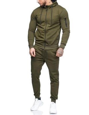 China Men's Athletic Sports Gym Fitness Long Sleeve Breathable Casual Hooded Tracksuit Warm Up Sports Jogging Sweat Suit for sale