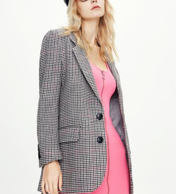 China Custom Made High Quality Viable Plaid Pattern Leisure Casual Blazer For Ladies for sale