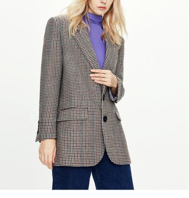 China Workable Elegant Office Ladies Coat British Plaid Check Blazer Suit Formal Women Plaid Blazer Coat Jacket Suit British Skirt Suit for sale