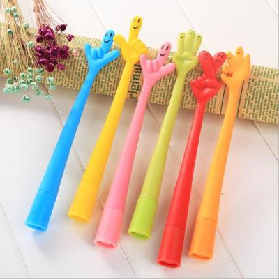 China Writing At Length Funny Hand Gesture Bending Ballpoint Pen Colorful Creative Gift for sale