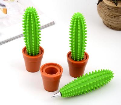 China Wholesale Desktop Capacitive Touch Screen Cactus Soft Rubber Pen With Pot Highlighter Pen for sale