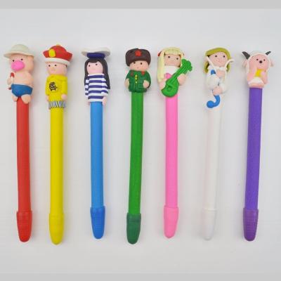 China Listing and Newer Promotional Cartoon Character Polymer Clay Ball Pen Cartoon Handmade Pen for sale