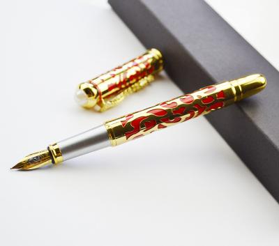 China Writing business use high quality gold and red fountain pen for sale