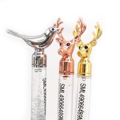 China office & School Pen High Quality Rose Gold Glitter Cute Kawaii Giraffe Floating Ball Pen for sale