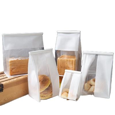 China Recycled Materials Toast Packaging Strand Up Edible Paper Bag Toast Window Kraft Paper Bag Cookie Bags for sale