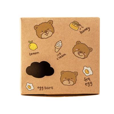 China Recyclable Cute Bear Kraft Paper Food Boxes Eggs Tart Folding French Fries Packaging Custom Paper Boxes for sale