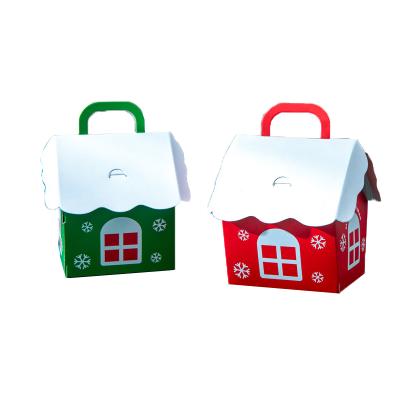 China Recycled Materials Christmas New Paper Gift Box Packaging Candy Box House Shape Decorative Christmas Candy Box For Sale for sale