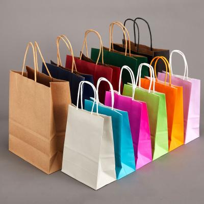 China Recycled Materials Wholesale Custom Paper Bags Recycled Brown Logo Coffee Takeaway Shopping Bag Kraft Paper Bags for sale