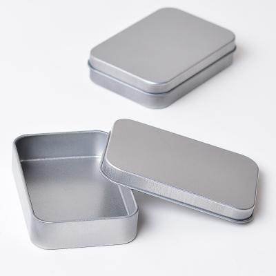 China Recyclable Tin Can With Lid Metal Rectangular Empty Tins With Lid Silver Mini Portable Box Containers Small Storage Kit Home Organizer With Clear Window for sale