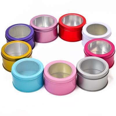 China Luxury Packaging Manufacture Round Tin Boxes Cheap Tin Boxes Clear PVC Coating Tinplate Jars for sale