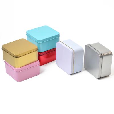 China Wholesale Custom Luxury Packaging Square Shape Candy Tinplate Boxes Cookie Candle Packaging Tin Box In Stock for sale