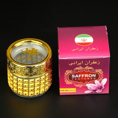 China Classic Iranian Dubai Bottle 5g 10g Gold Glass Empty Small Box Container High End With Saffron Paper Packing for sale