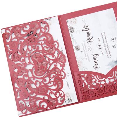 China Luxury Wholesale Wedding Invitation Card Professional Printing Laser Cut Wedding Invitations for sale