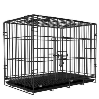 China Stocked High Quality Strong Foldable Wire Dog Cage Double Door Metal Dog Crate for sale