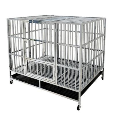 China Stocked Top Quality Stackable Foldable Stainless Steel Single And Double Door Dog Cage With Wheels for sale