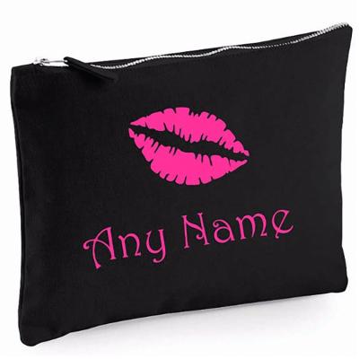 China NATIONAL Cosmetic Bags Bulk Envelope Lip Pattern Printing Cotton Cosmetic Bag Handbag for sale