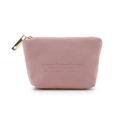 China Luxury Suede Ladeis Makeup Pouch Velvet Pouch Suede Material Cosmetic Makeup Bag for sale